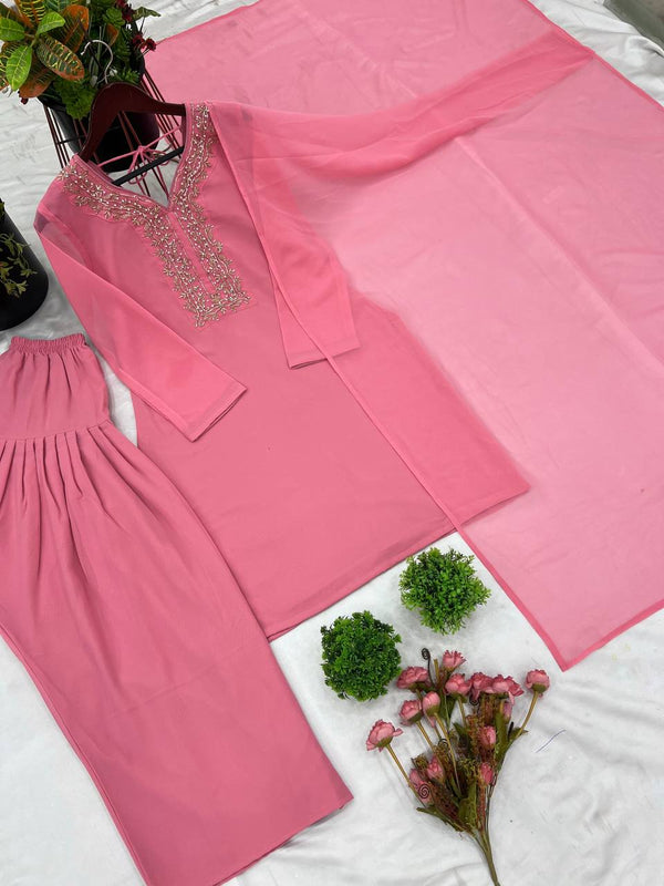 Designer Embroidered Faux Georgette Suit