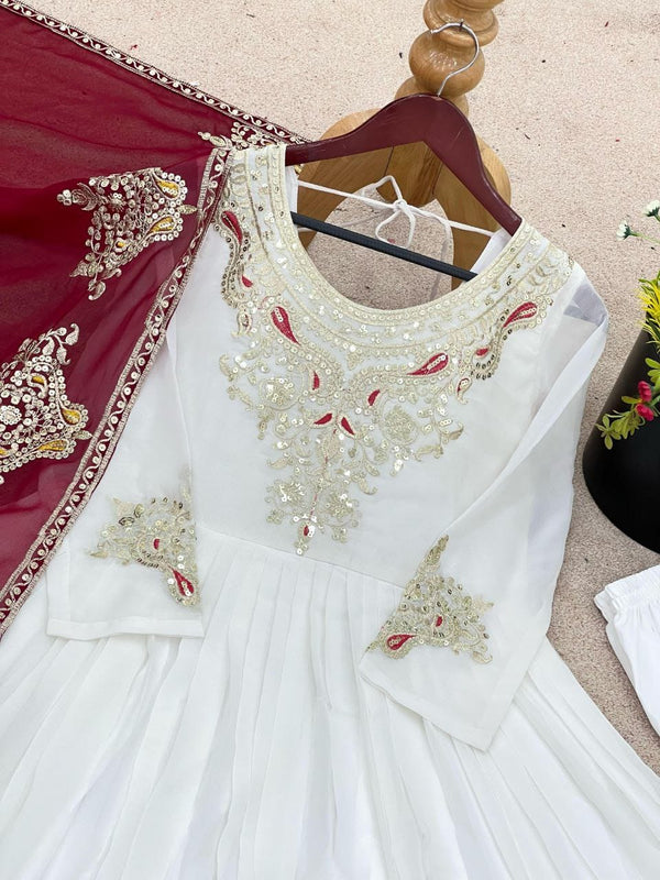 Luxury Party WearWhite Gown with Dupatta