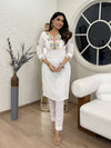 Women’s Cotton Embroidered 3-Piece Suit with Khatli Handwork