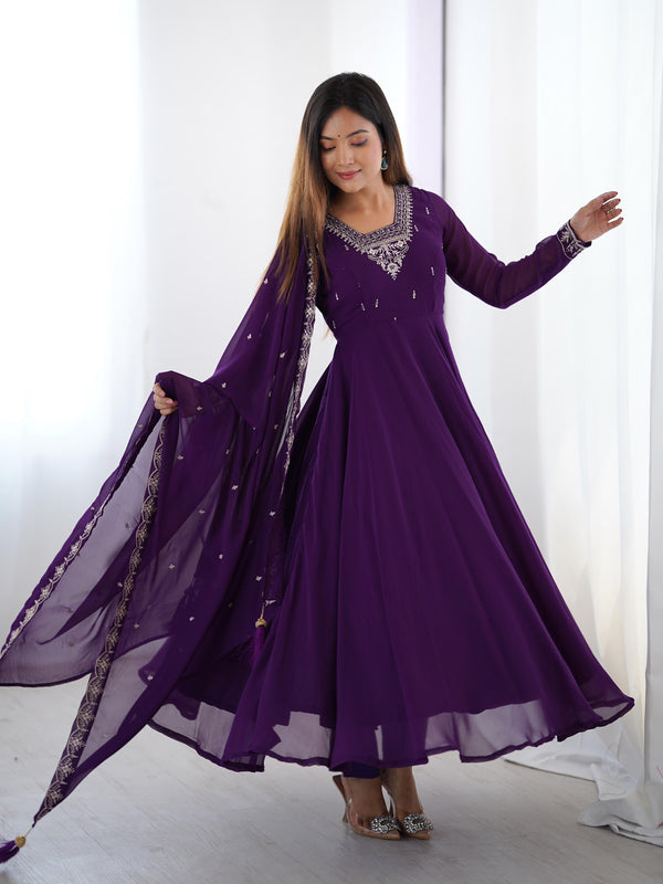 Elegant 3-Piece Fox Georgette Anarkali