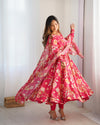 Printed Organza Anarkali with Gota Dupatta