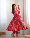 Printed Organza Anarkali with Gota Dupatta