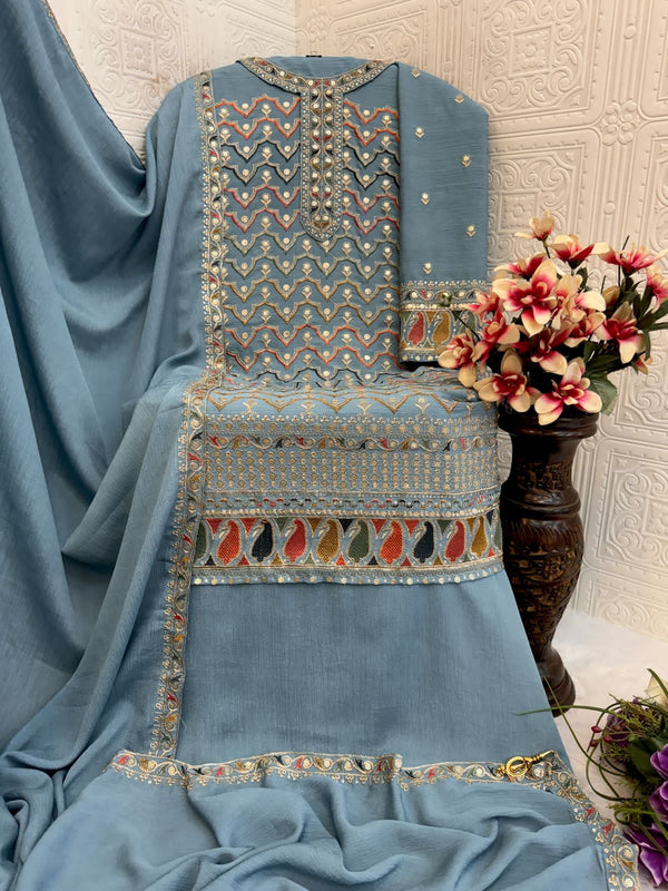 Luxury Chinon Embroidery Dress