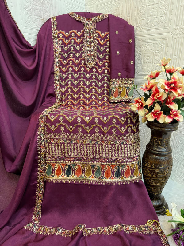 Luxury Chinon Embroidery Dress