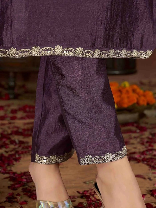 Sequence Embroidery Vichitra Suit