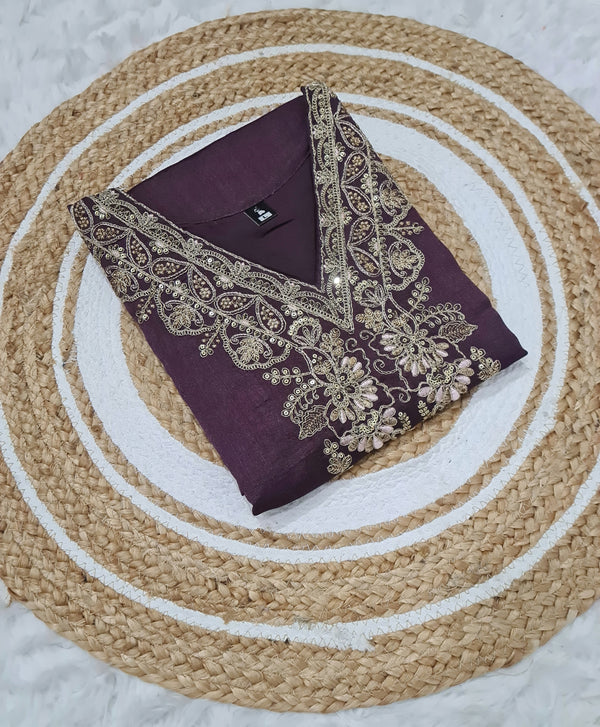 Sequence Embroidery Vichitra Suit