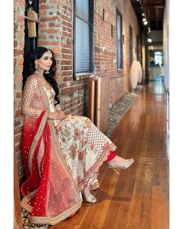 Fully Stitched Faux Georgette With Heavy Embroidery Coding Dori-Sequence Work Top-Bottom With Dupatta