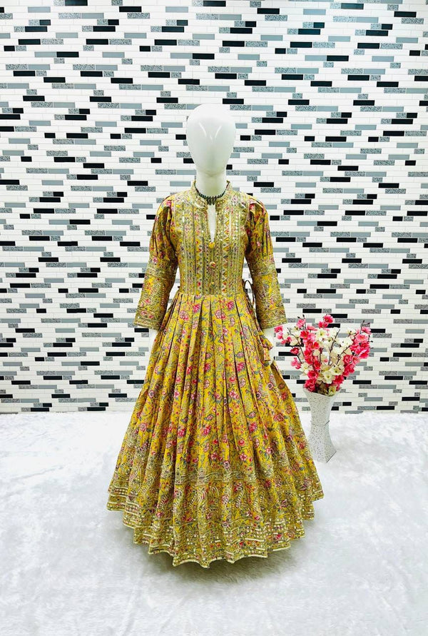 Heavy Chinon Silk Gown With Dupatta