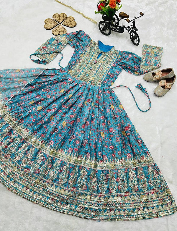 Heavy Chinon Silk Gown With Dupatta