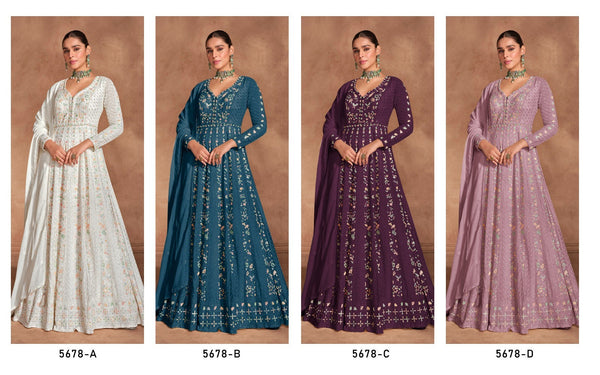 Sophisticated Chinon Suit with Sequence Work