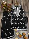 Rayon Cotton Chikankari Thread Embroidery work Kurti Sharara Set
