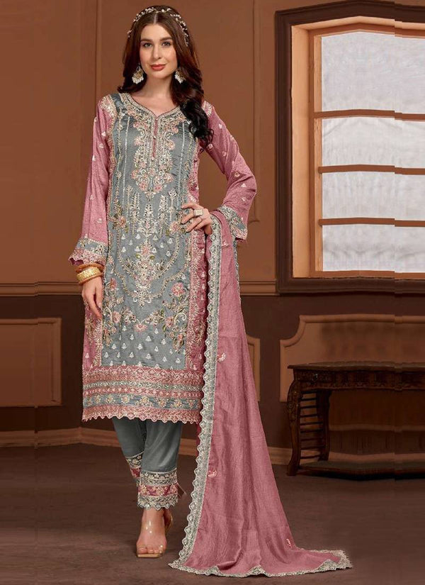 Premium Embroidered Straight Cut Trouser Suit