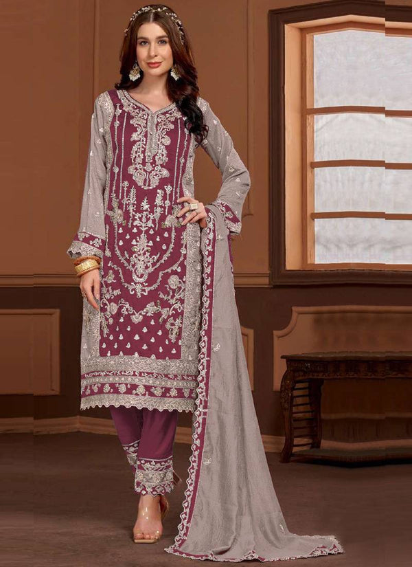 Premium Embroidered Straight Cut Trouser Suit