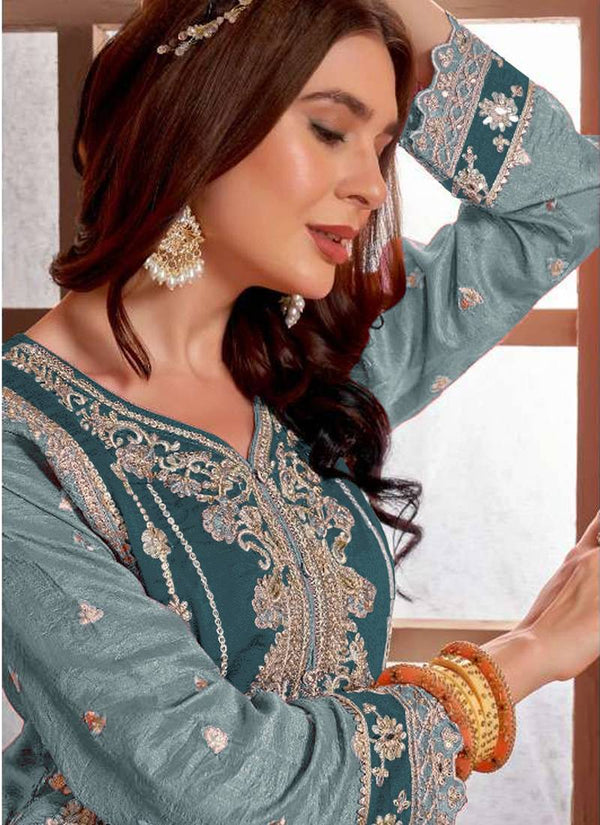 Premium Embroidered Straight Cut Trouser Suit