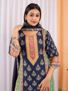 Floral Embroidered Regular Maslin Fabric Suit