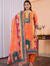 Floral Embroidered Regular Maslin Fabric Suit