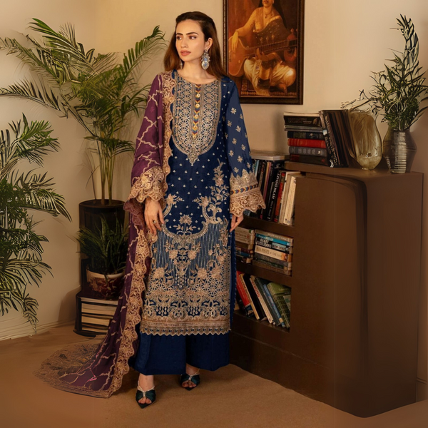Embroidered Ensemble in Fox Georgette & Santoon Silk