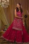 Heavy Blooming Georgette With Embroidery Sequence Work With Stone & Mirror Work&