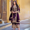 Velvet Elegance: Embroidered Codding Sequence Suit with Mirror Work