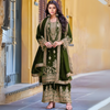 Velvet Elegance: Embroidered Codding Sequence Suit with Mirror Work