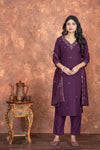 Embroidered Roman Silk Kurta Set