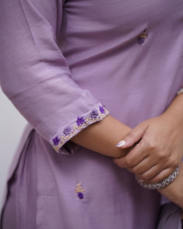 Lavender Rayon Printed Salwar Kameez