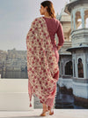 Brown Cotton Silk Embroidered with Print Work Pant Style Suit