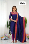 Silk Cotton Kurti and Dupatta Set for Kids