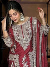 Chinnon with Heavy Embroidery Coding Dori-Sequence work Suit