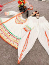 Cream White Punjabi Dhoti Suit for Girls