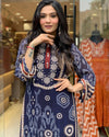 Blue Colur Beautiful Neck Hand Work Cotton Lining Suit Set