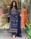 Blue Colur Beautiful Neck Hand Work Cotton Lining Suit Set
