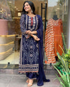 Blue Colur Beautiful Neck Hand Work Cotton Lining Suit Set