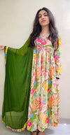 Floral Elegance: Aliya Cut Dress with Dupatta and Pant