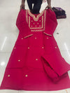Luxe Elegance: Rose Gold Embroidery Masterpiece Kurti Pant Dupatta Set
