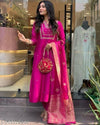 Luxe Elegance: Rose Gold Embroidery Masterpiece Kurti Pant Dupatta Set