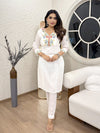 Women’s Cotton Embroidered 3-Piece Suit with Khatli Handwork