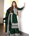 Heavy Embroidery Sequence Work Top-Gharara And Dupatta Set