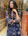 Blue Colur Beautiful Neck Hand Work Cotton Lining Suit Set