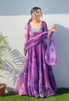 Elegant Party Wear Organza Taby Silk Gown with Dupatta