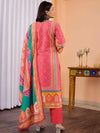 Floral Embroidered Regular Maslin Fabric Suit