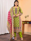 Floral Embroidered Regular Maslin Fabric Suit
