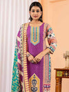 Floral Embroidered Regular Maslin Fabric Suit